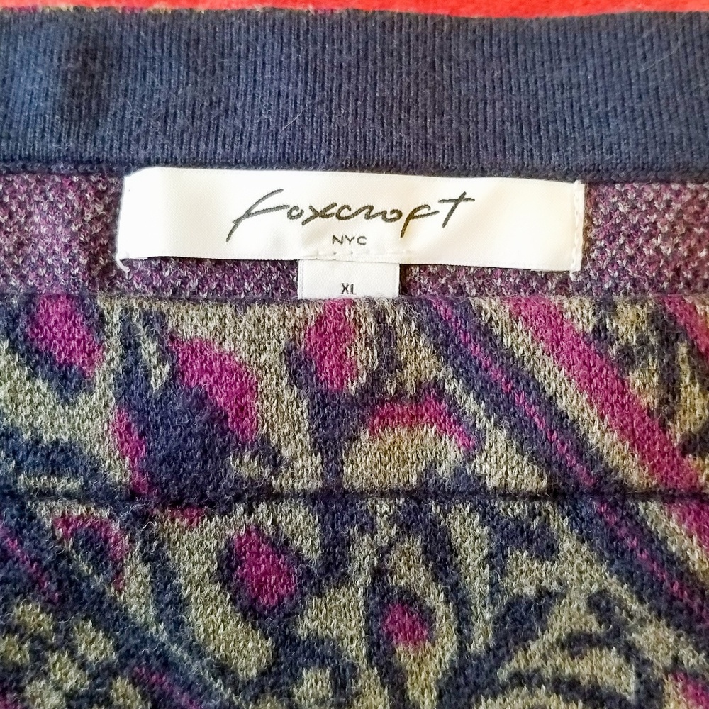🌻2/$30 Foxcroft NavyDiagonalJacquardKnitMidiSkirt - Picture 3 of 4